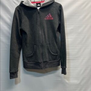 🧥 Adidas Full-Zip Hoodie – Youth XL (16) – Gray